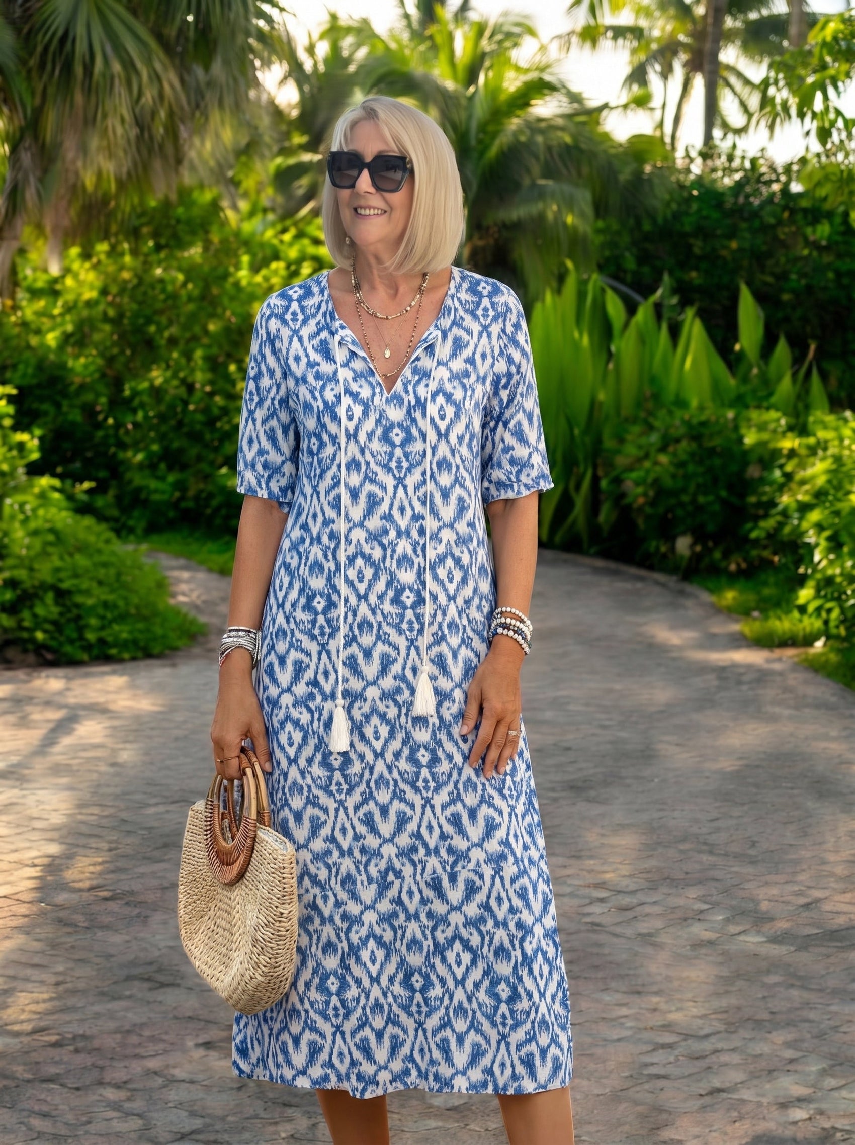 MARIOLA | Boho midi z wiązanym dekoltem