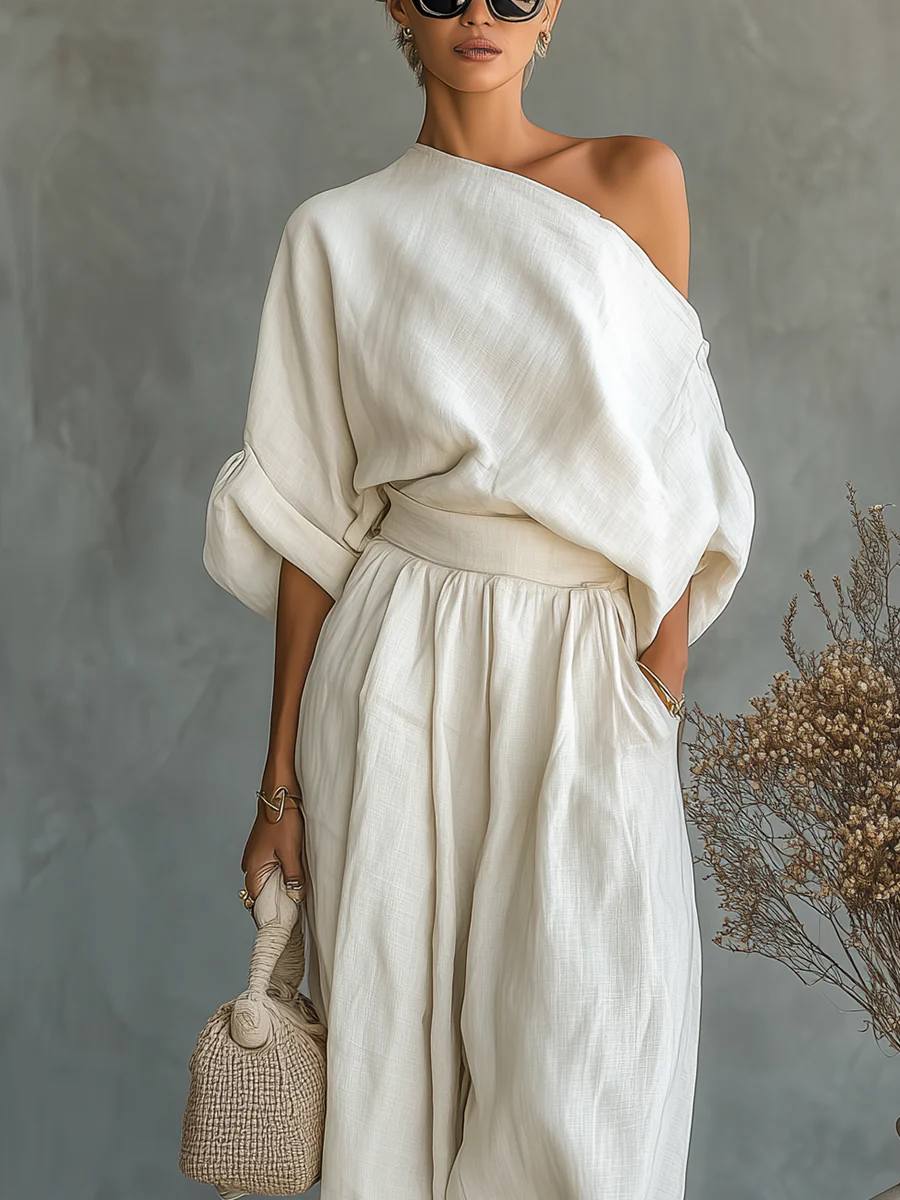 MAŁGORZATA | Komplet off-shoulder ze spodniami
