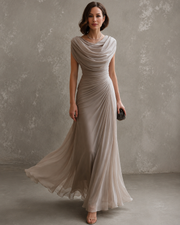 JOLANTA | Sukienka maxi z drapowaniem
